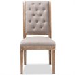 Bowery Hill Tufted Dining Side Chair in Beige and Oak