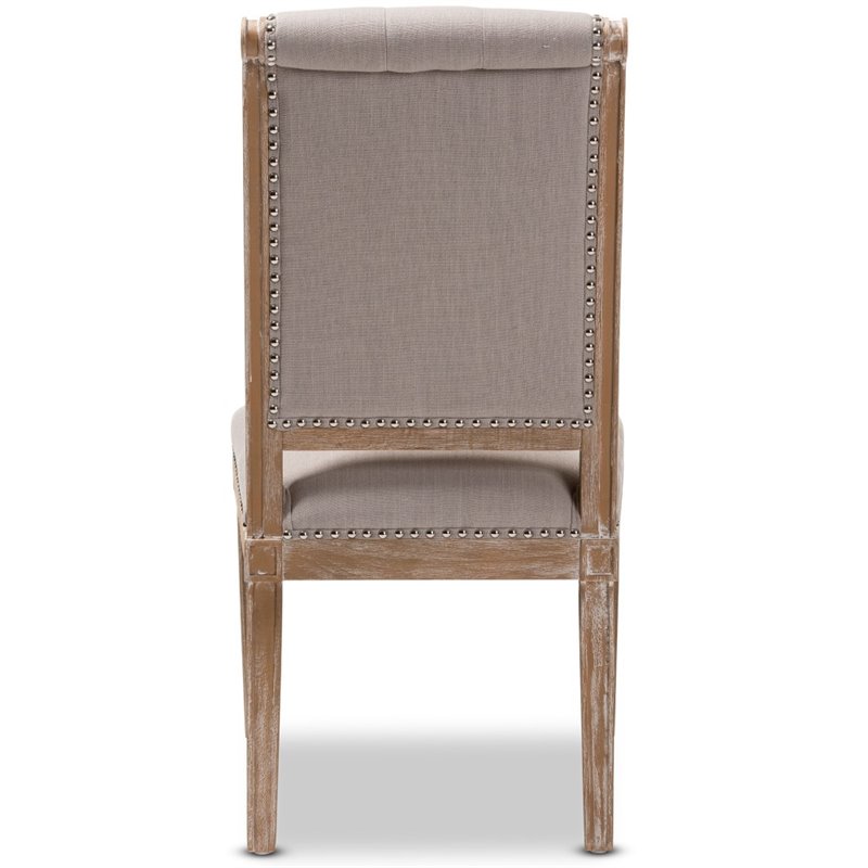 Bowery Hill Tufted Dining Side Chair in Beige and Oak