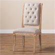 Bowery Hill Tufted Dining Side Chair in Beige and Oak