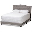 Bowery Hill Traditional Upholstered Fabric Tufted Queen Bed in Light Grey
