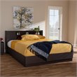 Bowery Hill Traditional Wood Queen Bookcase Platform Bed in Brown