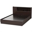 Bowery Hill Traditional Wood Queen Bookcase Platform Bed in Brown
