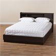 Bowery Hill Traditional Wood Queen Bookcase Platform Bed in Brown