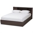 Bowery Hill Traditional Wood Queen Bookcase Platform Bed in Brown