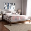 Bowery Hill Modern Upholstered Fabric Queen Platform Bed in Grayish Beige