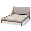 Bowery Hill Modern Upholstered Fabric Queen Platform Bed in Grayish Beige
