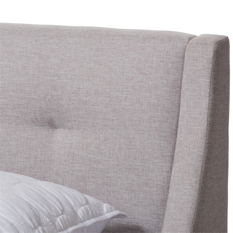 Bowery Hill Modern Upholstered Fabric Queen Platform Bed in Grayish Beige