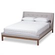 Bowery Hill Modern Upholstered Fabric Queen Platform Bed in Grayish Beige
