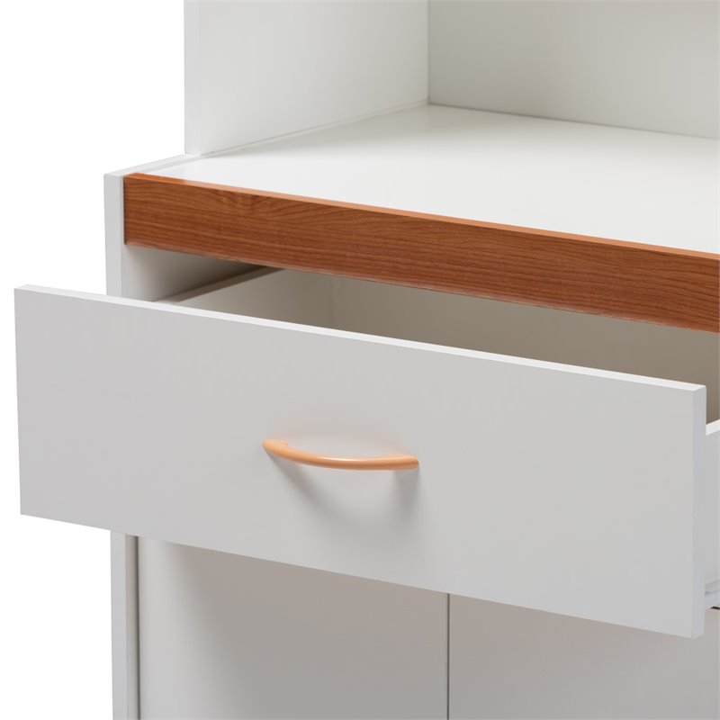 Bowery Hill Wood Kitchen Cabinet and Hutch in White and Cherry