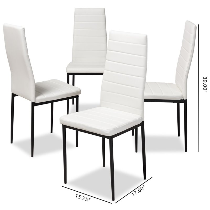 Bowery Hill Faux Leather Dining Chair in White (Set of 4)
