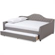 Bowery Hill Fabric Upholstered Tufted Queen Daybed with Trundle in Gray