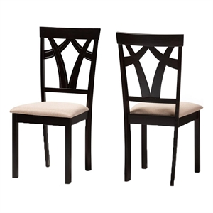 Bowery Hill 18.11&quot Modern Fabric Dining Side Chair in Brown/Mahogany (Set of 2)