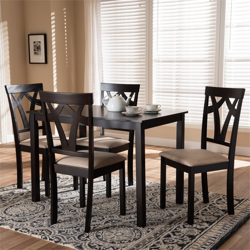 Bowery Hill 5 Piece Dining Set in Brown and Sand