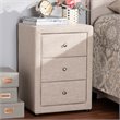 Bowery Hill 3 Drawer Fabric Upholstered Nightstand in Beige