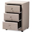 Bowery Hill 3 Drawer Fabric Upholstered Nightstand in Beige