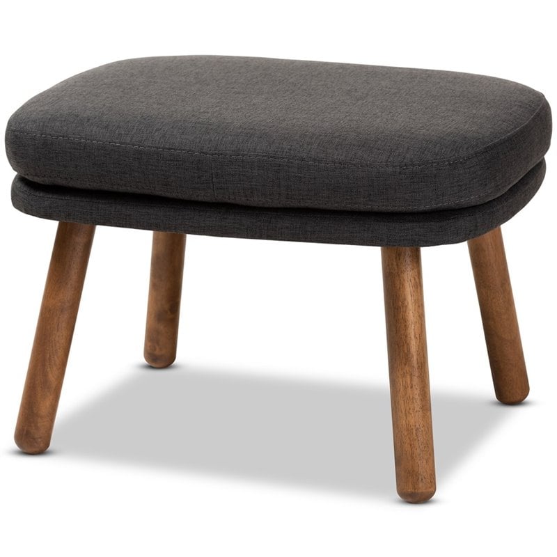 Bowery Hill Ottoman in Dark Grey and Walnut Brown