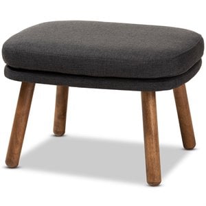 Bowery Hill Ottoman in Dark Grey and Walnut Brown