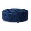 Bowery Hill Traditional Royal Blue Velvet Upholstered Tufted Ottoman