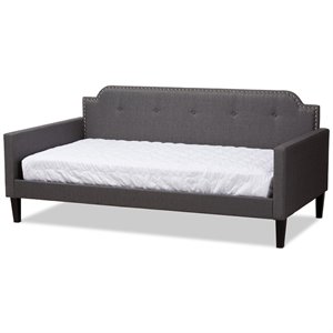bowery hill contemporary fabric tufted twin daybed with wood frame in gray