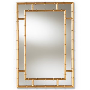 Bowery Hill Decorative Bamboo Wall Mirror in Gold