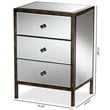 Bowery Hill 3 Drawer Mirrored Nightstand Table in Bronze