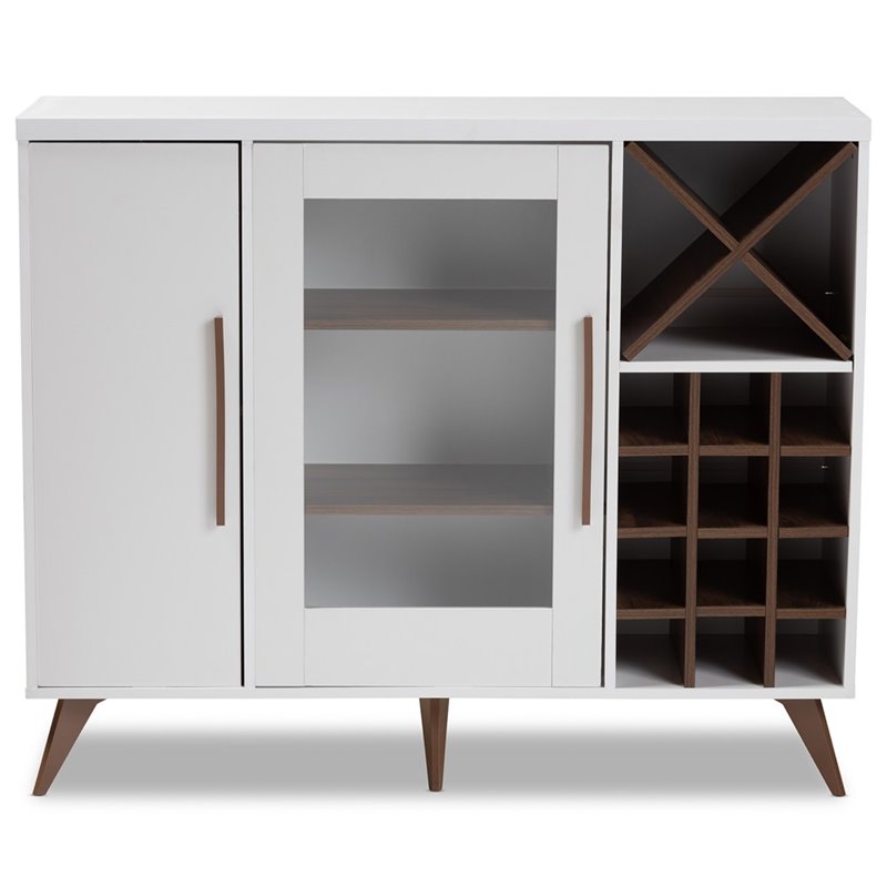 Bowery Hill Wine Cabinet in White and Brown