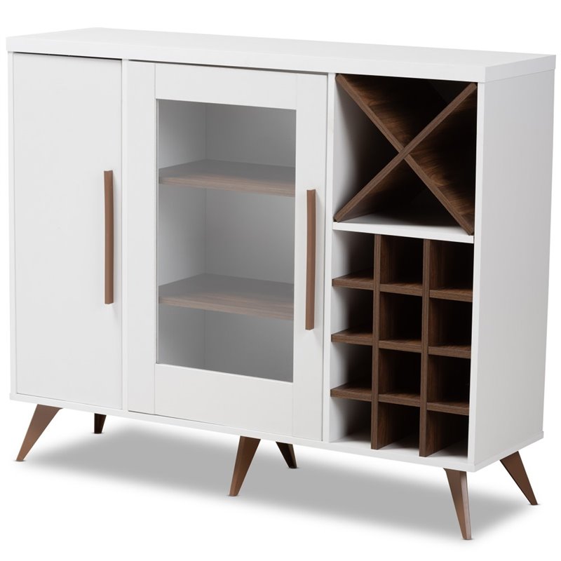 Bowery Hill Wine Cabinet in White and Brown