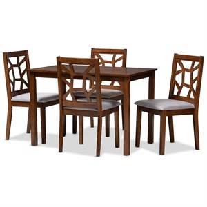 bowery hill 5 piece dining set in walnut and grey