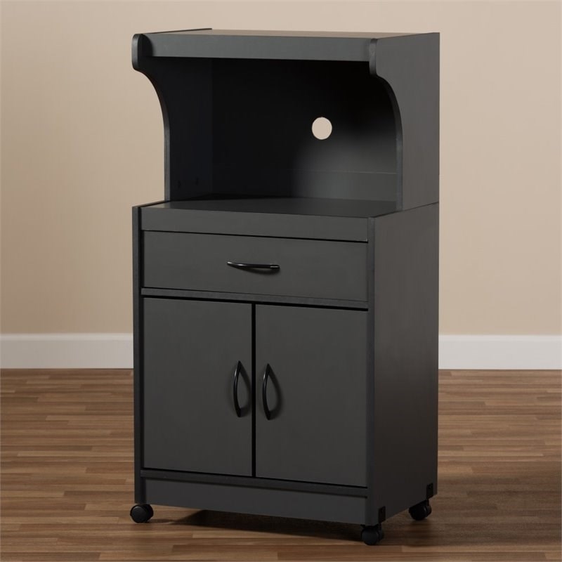 Bowery Hill Microwave Stand in Dark Grey