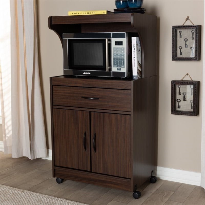 Bowery Hill Microwave Stand in Dark Walnut