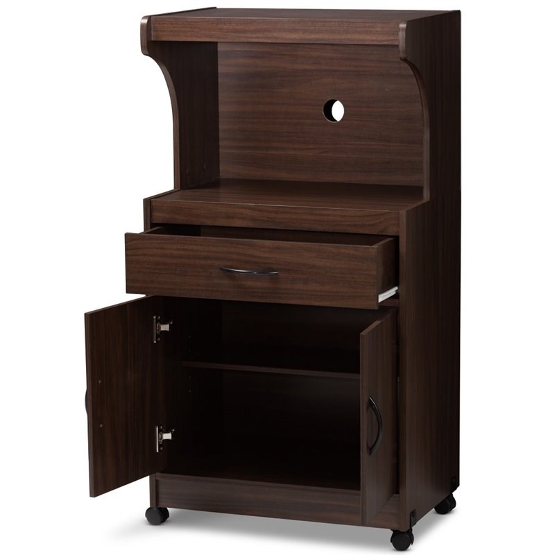 Bowery Hill Microwave Stand in Dark Walnut