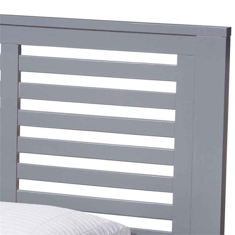 Bowery Hill Twin Slat Platform Bed in Gray