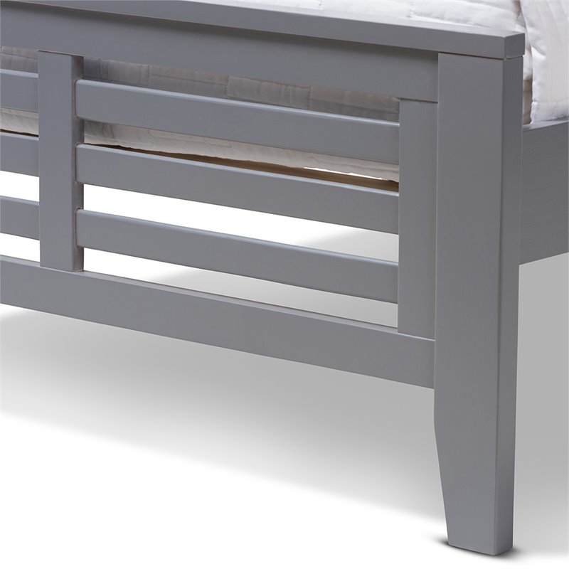 Bowery Hill Twin Slat Platform Bed in Gray