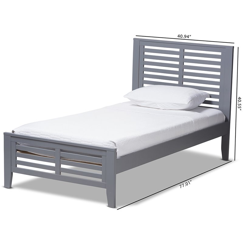 Bowery Hill Twin Slat Platform Bed in Gray