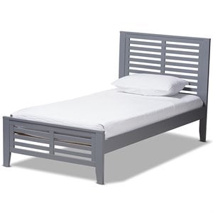 bowery hill twin slat platform bed in gray