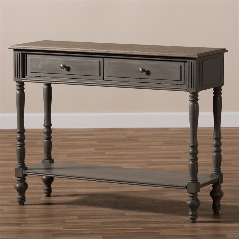 Bowery Hill 2 Drawer Console Table in Brown