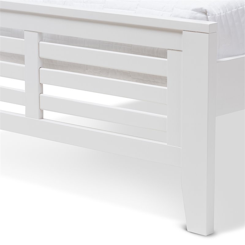 Bowery Hill Transitional Wood Twin Slat Platform Bed in White