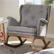 Bowery Hill Tufted Rocker in Gray and Walnut