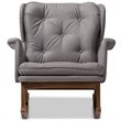 Bowery Hill Tufted Rocker in Gray and Walnut