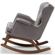 Bowery Hill Tufted Rocker in Gray and Walnut