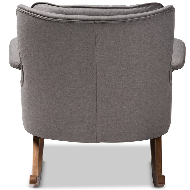 Bowery Hill Tufted Rocker in Gray and Walnut