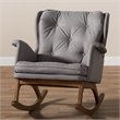 Bowery Hill Tufted Rocker in Gray and Walnut