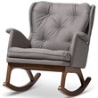 Bowery Hill Tufted Rocker in Gray and Walnut