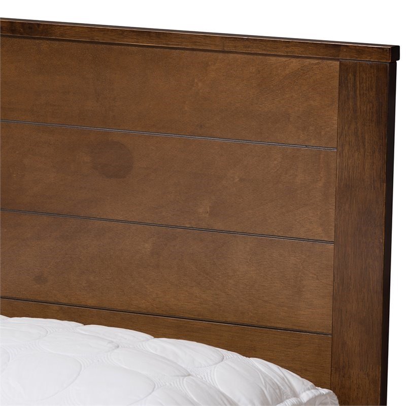 Bowery Hill Full Wood Platform Bed in Brown Mahogany