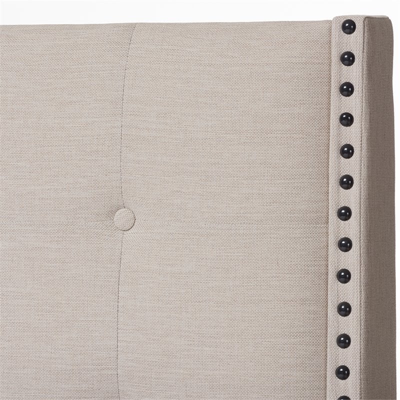 Bowery Hill Tufted King Panel Bed in Light Beige