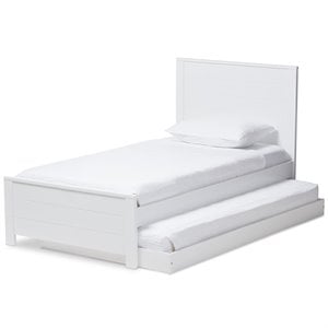 bowery hill twin platform panel bed with trundle in white