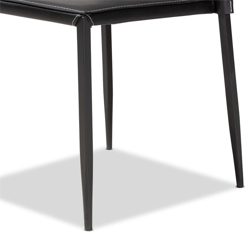 Bowery Hill Faux Leather Dining Chair in Black (Set of 4)