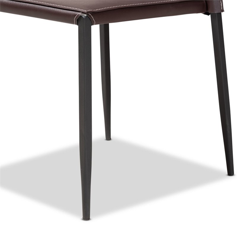 Bowery Hill Faux Leather Dining Chair in Brown (Set of 4)