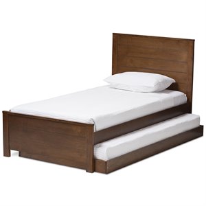 bowery hill twin platform bed with trundle in walnut brown
