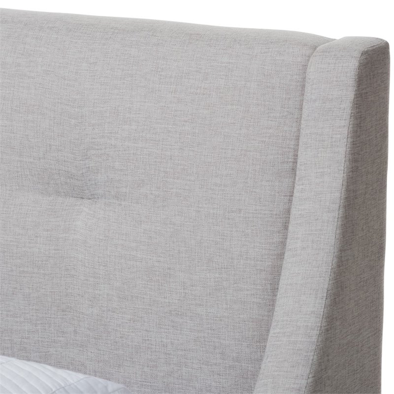 Bowery Hill Upholstered Twin Platform Bed in Greyish Beige